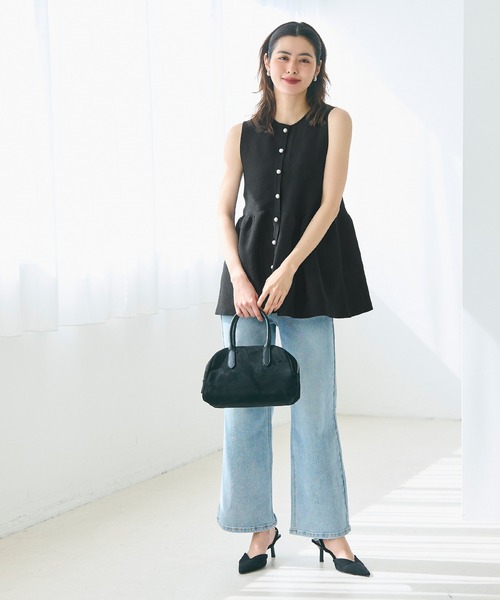 coca（coca）（コカ）の「パール釦スポンディッシュニットペプラムベスト（ベスト・レディース・アイボリー/ブラック/ネイビー・M/L）」の16枚目の写真