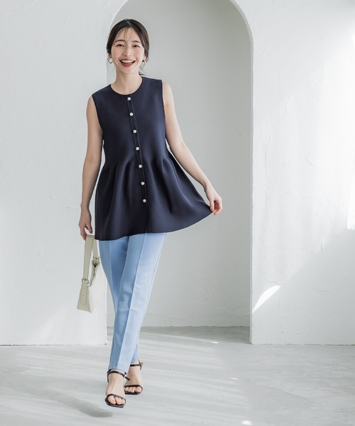 coca（coca）（コカ）の「パール釦スポンディッシュニットペプラムベスト（ベスト・レディース・アイボリー/ブラック/ネイビー・M/L）」の18枚目の写真