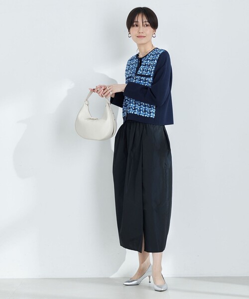 NOLLEY’S(ノーリーズ)の「《手洗い可能》プレミアムツイードニットジャケット(カーディガン/ボレロ・レディース・ネイビー・38)」の4枚目の写真