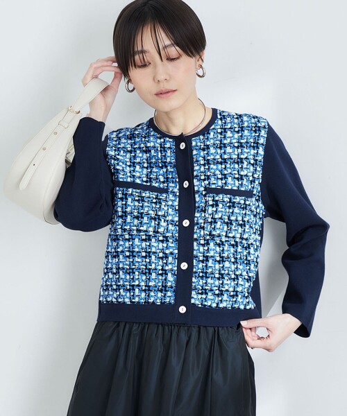 NOLLEY’S(ノーリーズ)の「《手洗い可能》プレミアムツイードニットジャケット(カーディガン/ボレロ・レディース・ネイビー・38)」の7枚目の写真