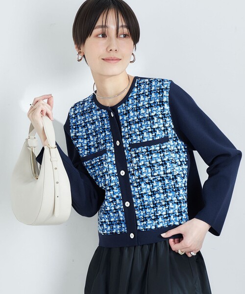 NOLLEY’S(ノーリーズ)の「《手洗い可能》プレミアムツイードニットジャケット(カーディガン/ボレロ・レディース・ネイビー・38)」の8枚目の写真