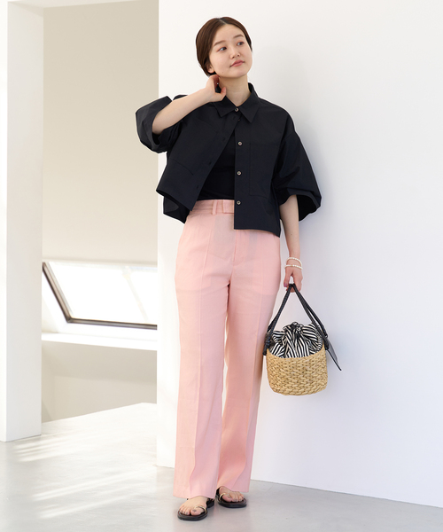 IENA（イエナ）の「フレアトラウザーパンツ（スラックス・レディース・ベージュ/ネイビー/ピンク/エメラルドブルー・34/36/38/40）」の19枚目の写真