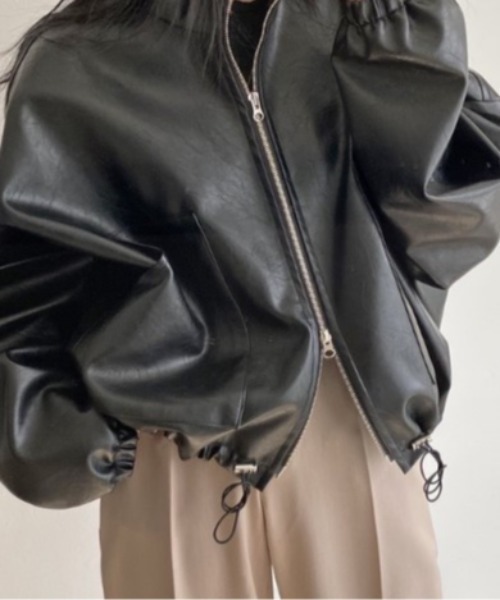 sorule（ソルレ）の「ダブルジップフェイクレザーブルゾン