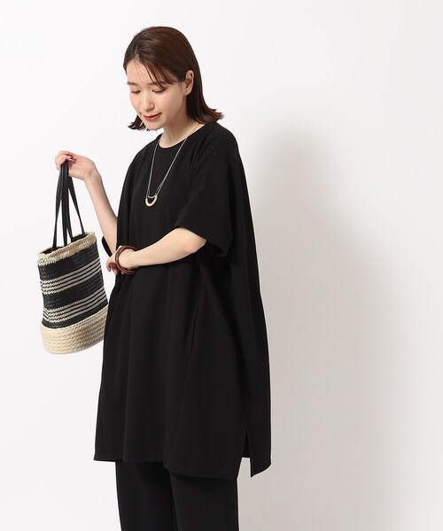 SHOO・LA・RUE（シューラルー）の「◆さらっと心地よいふくれジャカードオーバーサイズワンピ（チュニック・レディース・ブルー/ブラック/ブルーグリーン/グレー・00）」の10枚目の写真