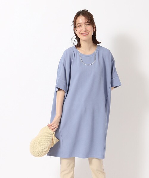 SHOO・LA・RUE（シューラルー）の「◆さらっと心地よいふくれジャカードオーバーサイズワンピ（チュニック・レディース・ブルー/ブラック/ブルーグリーン/グレー・00）」の14枚目の写真