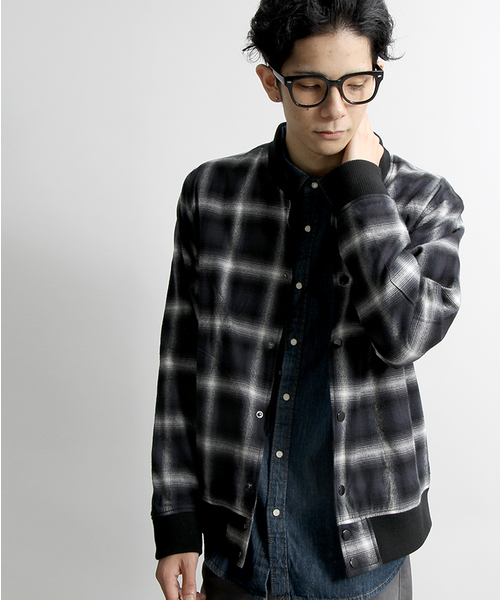 WEGO（ウィゴー）の「WEGO/オンブレチェックスタジャン（スタジャン・メンズ・ブルー系その他/レッド系その他/ブラック系その他・MEDIUM/LARGE）」の2枚目の写真