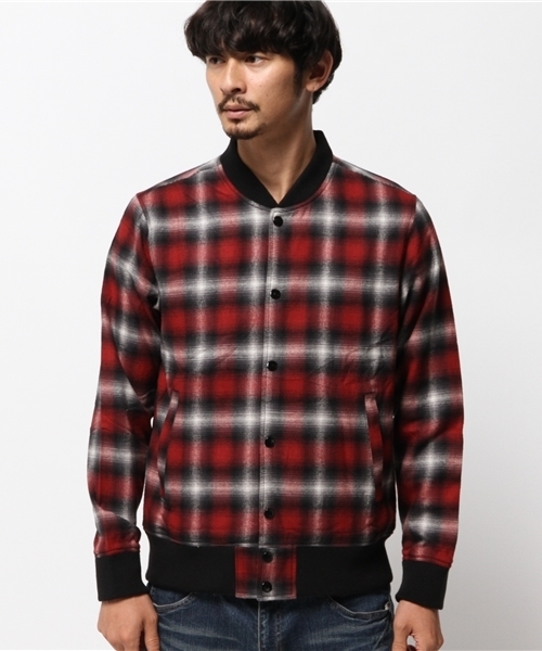 WEGO（ウィゴー）の「WEGO/オンブレチェックスタジャン（スタジャン・メンズ・ブルー系その他/レッド系その他/ブラック系その他・MEDIUM/LARGE）」の4枚目の写真