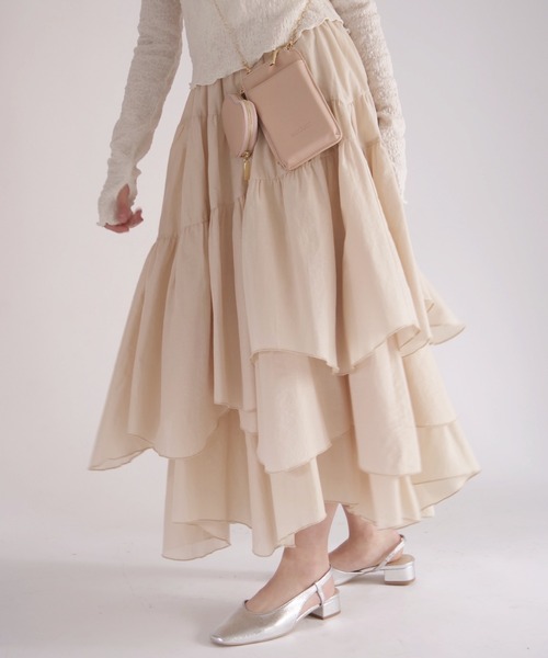 muguet（ミュゲ）の「【裏地付き】ボリュームティアードスカート（スカート・レディース・ベージュ/ピンク・FREE）」の7枚目の写真