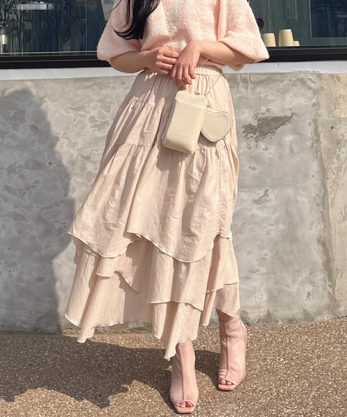 muguet（ミュゲ）の「【裏地付き】ボリュームティアードスカート（スカート・レディース・ベージュ/ピンク・FREE）」の18枚目の写真
