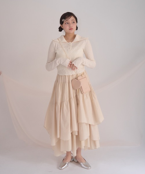 muguet（ミュゲ）の「【裏地付き】ボリュームティアードスカート（スカート・レディース・ベージュ/ピンク・FREE）」の3枚目の写真