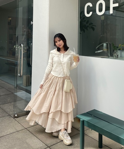 muguet（ミュゲ）の「【裏地付き】ボリュームティアードスカート（スカート・レディース・ベージュ/ピンク・FREE）」の8枚目の写真