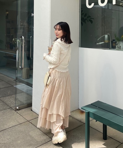muguet（ミュゲ）の「【裏地付き】ボリュームティアードスカート（スカート・レディース・ベージュ/ピンク・FREE）」の9枚目の写真