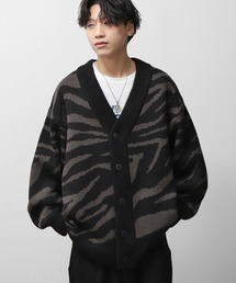 【CATHYS CLOSET】 オーバーサイズ ゼブラ 春ニット カーディガン / zebra knit cardigan
