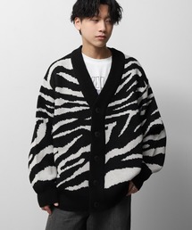 【CATHYS CLOSET】 オーバーサイズ ゼブラ 春ニット カーディガン / zebra knit cardigan