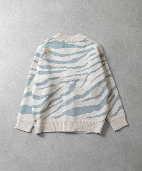 ZIP FIVE（ジップファイブ）の「【CATHYS CLOSET】 オーバーサイズ ゼブラ 春ニット カーディガン / zebra knit cardigan（カーディガン/ボレロ・メンズ・ブラック×ホワイト/ブラック系/ホワイト×ブルー・MEDIUM/LARGE）」の7枚目の写真