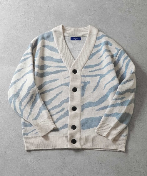 ZIP FIVE（ジップファイブ）の「【CATHYS CLOSET】 オーバーサイズ ゼブラ 春ニット カーディガン / zebra knit cardigan（カーディガン/ボレロ・メンズ・ブラック×ホワイト/ブラック系/ホワイト×ブルー・MEDIUM/LARGE）」の15枚目の写真