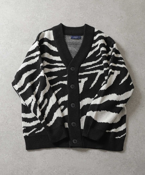 ZIP FIVE（ジップファイブ）の「【CATHYS CLOSET】 オーバーサイズ ゼブラ 春ニット カーディガン / zebra knit cardigan（カーディガン/ボレロ・メンズ・ブラック×ホワイト/ブラック系/ホワイト×ブルー・MEDIUM/LARGE）」の16枚目の写真