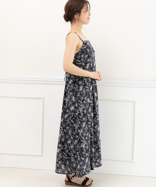 PREFERIR(プレフェリール)の「花柄ボタニカル 後ろリボン キャミワンピース(M,L)ツーサイズ(ワンピース・レディース・ブラック/ベージュ・MEDIUM/LARGE)」の10枚目の写真