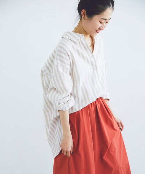 le.coeur blanc(ルクールブラン)の「タックギャザーコクーンスカート(スカート・レディース・オレンジ/アイボリー/カーキオリーブ・38)」の14枚目の写真