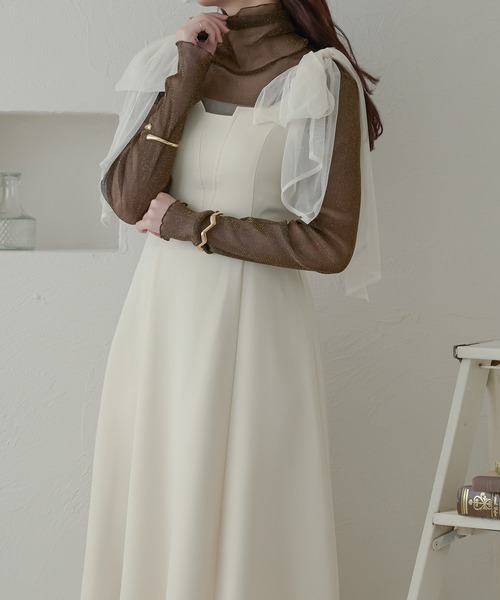 Ambre Neige（アンブルネージュ）の「tulle ribbon flare camisole dress / チュールリボンフレアキャミワンピース（ワンピース・レディース・ブラック/アイボリー/モカ/チャコールグレー・FREE）」の20枚目の写真