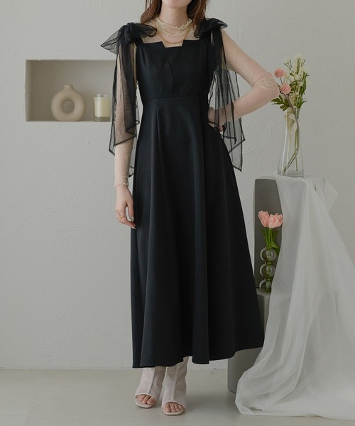 セール】tulle ribbon flare camisole dress / チュールリボン