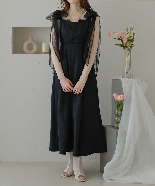 セール】tulle ribbon flare camisole dress / チュールリボン
