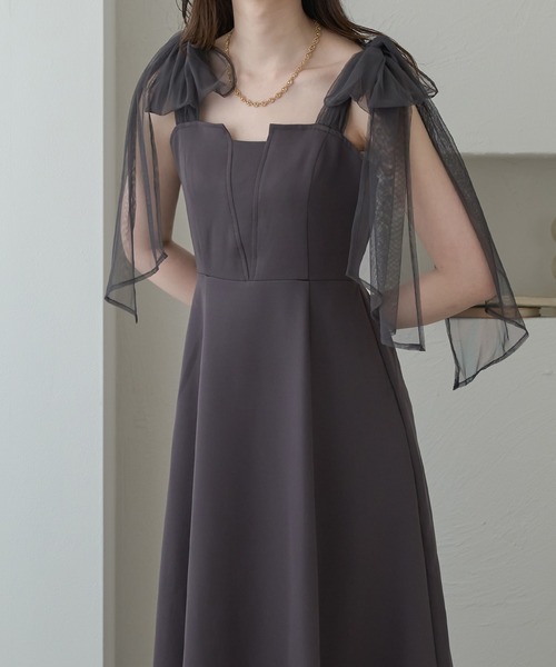 Ambre Neige（アンブルネージュ）の「tulle ribbon flare camisole dress / チュールリボンフレアキャミワンピース（ワンピース・レディース・ブラック/アイボリー/モカ/チャコールグレー・FREE）」の21枚目の写真