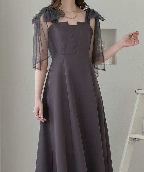 Ambre Neige（アンブルネージュ）の「tulle ribbon flare camisole