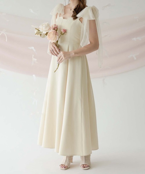 Ambre Neige（アンブルネージュ）の「tulle ribbon flare camisole dress / チュールリボンフレアキャミワンピース（ワンピース・レディース・ブラック/アイボリー/モカ/チャコールグレー・FREE）」の8枚目の写真