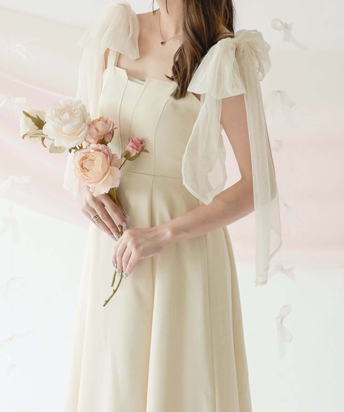 Ambre Neige（アンブルネージュ）の「tulle ribbon flare camisole dress / チュールリボンフレアキャミワンピース（ワンピース・レディース・ブラック/アイボリー/モカ/チャコールグレー・FREE）」の19枚目の写真