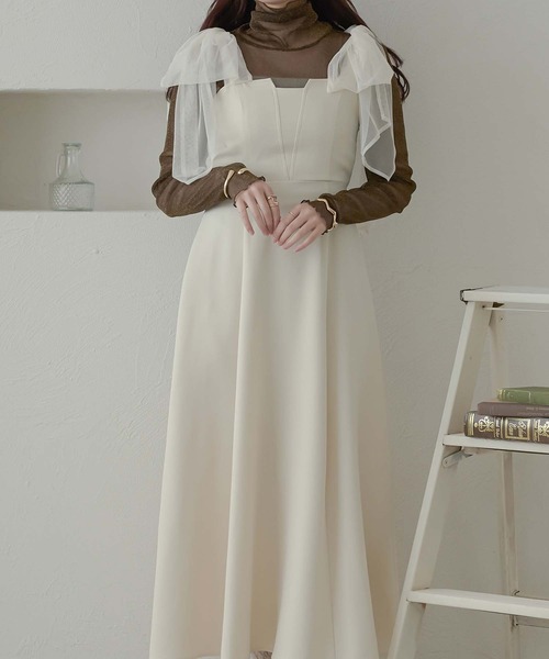 セール】tulle ribbon flare camisole dress / チュールリボン