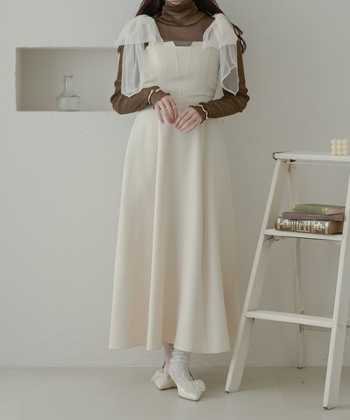 Ambre Neige（アンブルネージュ）の「tulle ribbon flare camisole