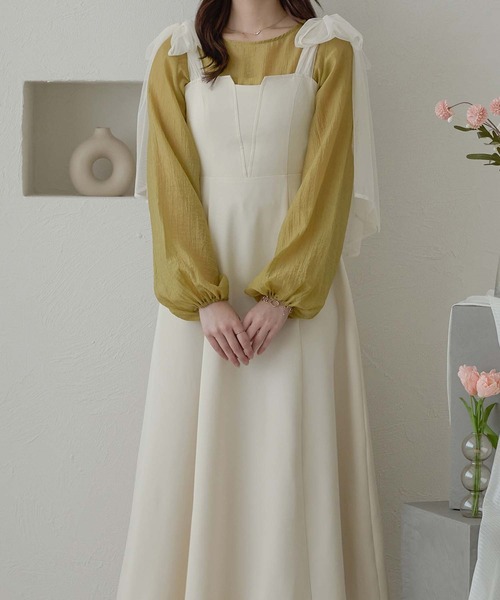 セール】tulle ribbon flare camisole dress / チュールリボン