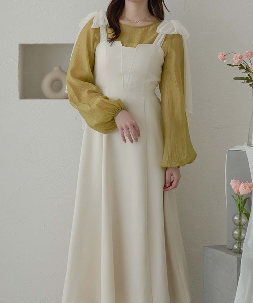アパートバイローリーズ　チュールカシュリボンキャミワンピース アパートバイローリーズチュールカシュリボンキャミワンピース