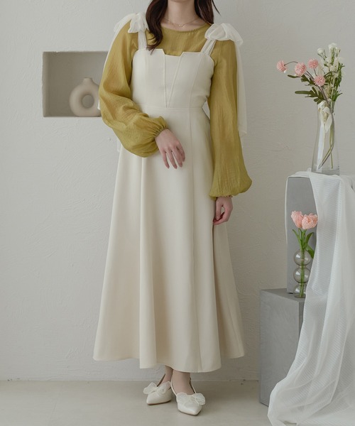 Ambre Neige（アンブルネージュ）の「tulle ribbon flare camisole dress / チュールリボンフレアキャミワンピース（ワンピース・レディース・ブラック/アイボリー/モカ/チャコールグレー・FREE）」の18枚目の写真