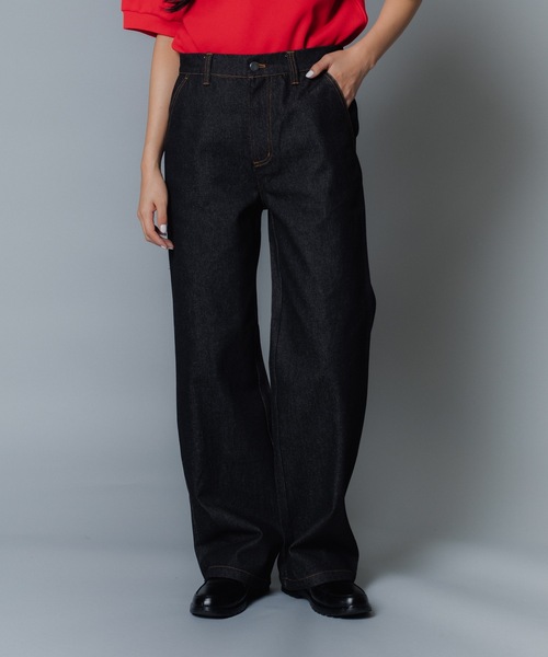 MandO（Auntie Rosa）（エムオー）の「【MandO】デニムワイドストレートパンツ（デニムパンツ・メンズ・インディゴブルー/ブラック・LARGE/MEDIUM/SMALL）」の4枚目の写真