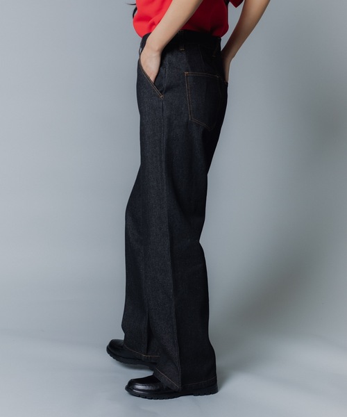 MandO（Auntie Rosa）（エムオー）の「【MandO】デニムワイドストレートパンツ（デニムパンツ・メンズ・インディゴブルー/ブラック・LARGE/MEDIUM/SMALL）」の5枚目の写真