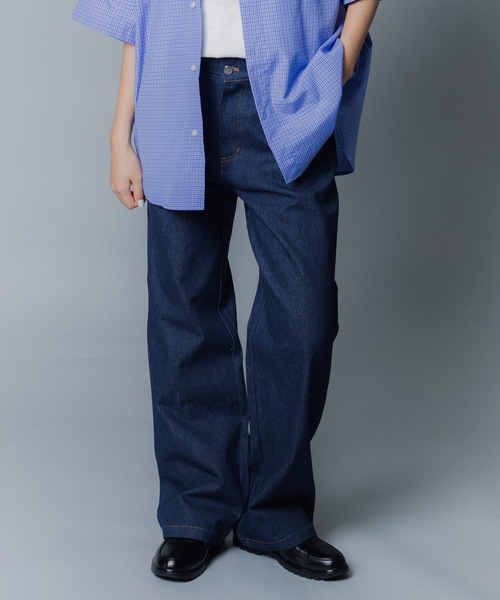 MandO（Auntie Rosa）（エムオー）の「【MandO】デニムワイドストレートパンツ（デニムパンツ・メンズ・インディゴブルー/ブラック・LARGE/MEDIUM/SMALL）」の6枚目の写真