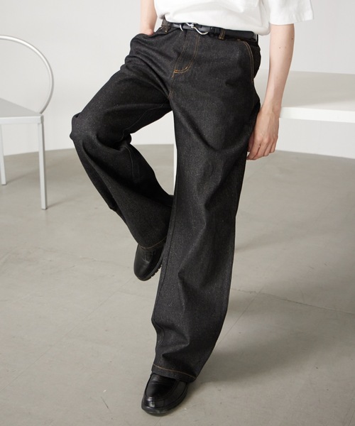 MandO（Auntie Rosa）（エムオー）の「【MandO】デニムワイドストレートパンツ（デニムパンツ・メンズ・インディゴブルー/ブラック・LARGE/MEDIUM/SMALL）」の20枚目の写真