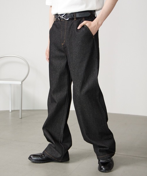MandO（Auntie Rosa）（エムオー）の「【MandO】デニムワイドストレートパンツ（デニムパンツ・メンズ・インディゴブルー/ブラック・LARGE/MEDIUM/SMALL）」の21枚目の写真