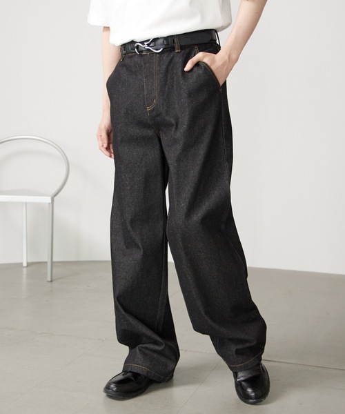 MandO（Auntie Rosa）（エムオー）の「【MandO】デニムワイドストレートパンツ（デニムパンツ・メンズ・インディゴブルー/ブラック・LARGE/MEDIUM/SMALL）」の22枚目の写真