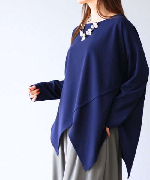 tシャツ 「普通Tシャツ」から抜け出せる脱マンネリ変形ロングTシャツ レディース Vieo tシャツ 「普通Tシャツ」から抜け出せる脱マンネリ変形