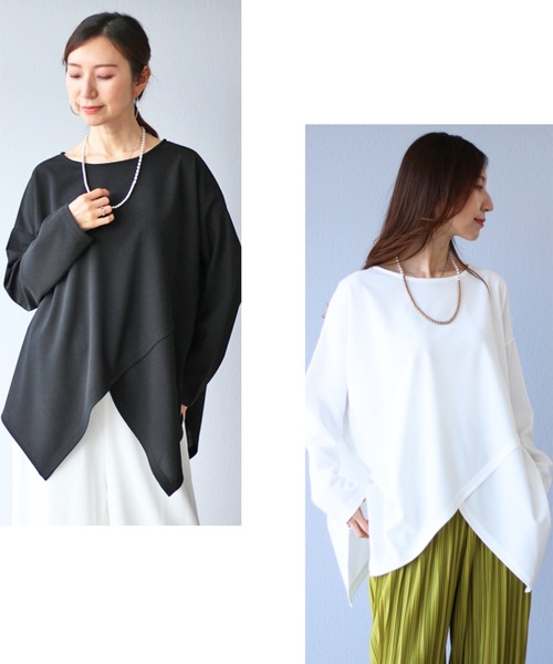 tシャツ 「普通Tシャツ」から抜け出せる脱マンネリ変形ロングTシャツ レディース Vieo tシャツ 「普通Tシャツ」から抜け出せる脱マンネリ変形