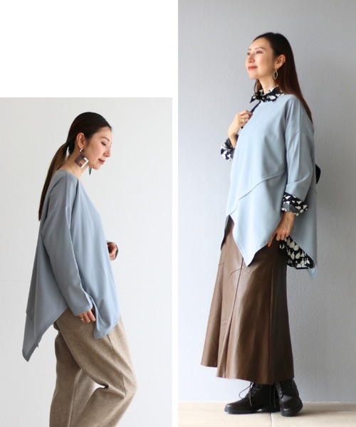 tシャツ 「普通Tシャツ」から抜け出せる脱マンネリ変形ロングTシャツ レディース 普通Tシャツ」から抜け出せる脱マンネリ変形ロングTシャツ（T