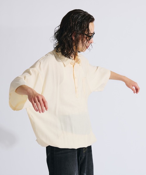 WETTEMPT(ウィテンプト)の「DRAW CORD PULLOVER SHIRT / ドローコードプルオーバーシャツ(シャツ/ブラウス・メンズ・ライトベージュ/ブラック・LARGE/MEDIUM/SMALL)」の6枚目の写真