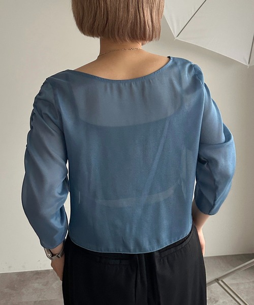 apres jour mignon(アプレジュールミニョン)の「ドロストシアートップス【ZOZOTOWN限定アイテム】(シャツ/ブラウス・レディース・チャコールグレー/ダークブルー/グリーン/アイボリー/ピンク/ブラック・X-LARGE/フリー)」の20枚目の写真