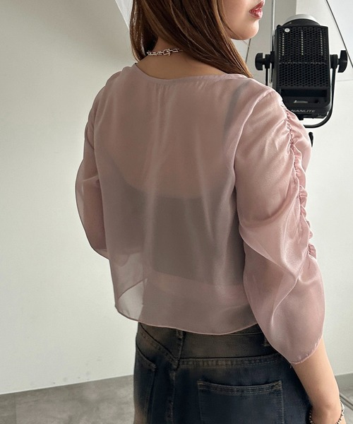 apres jour mignon(アプレジュールミニョン)の「ドロストシアートップス【ZOZOTOWN限定アイテム】(シャツ/ブラウス・レディース・チャコールグレー/ダークブルー/グリーン/アイボリー/ピンク/ブラック・X-LARGE/フリー)」の13枚目の写真