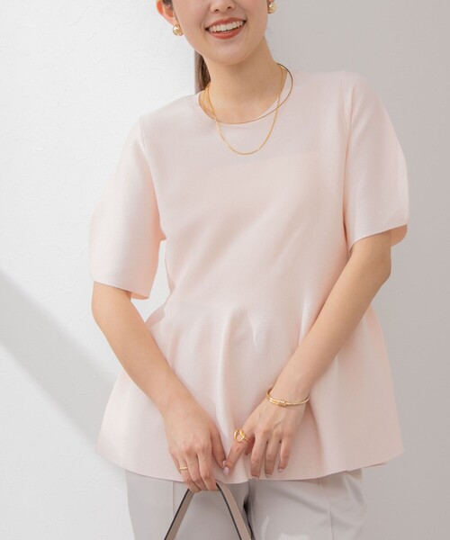 NOLLEY’S Sophi(ノーリーズソフィ)の「《手洗い可能》ペプラムボリュームスリーブプルオーバーニット(ニット/セーター・レディース・ホワイト/ベビーピンク/ブラック・38)」の3枚目の写真