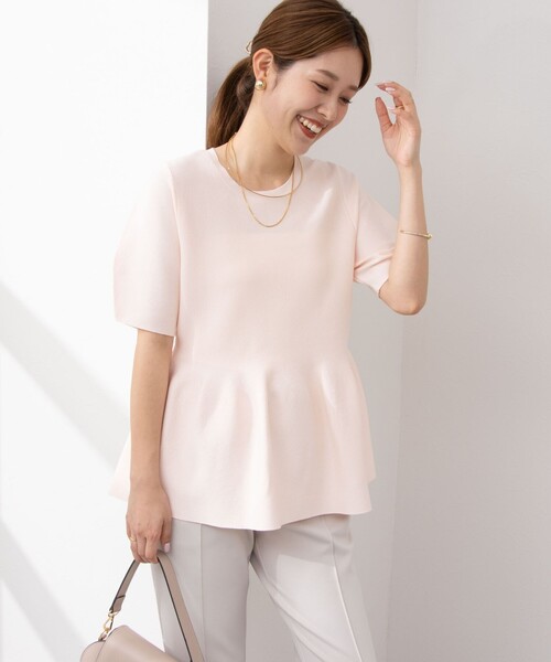 NOLLEY’S Sophi(ノーリーズソフィ)の「《手洗い可能》ペプラムボリュームスリーブプルオーバーニット(ニット/セーター・レディース・ホワイト/ベビーピンク/ブラック・38)」の10枚目の写真