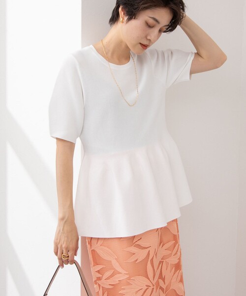 NOLLEY’S Sophi(ノーリーズソフィ)の「《手洗い可能》ペプラムボリュームスリーブプルオーバーニット(ニット/セーター・レディース・ホワイト/ベビーピンク/ブラック・38)」の20枚目の写真